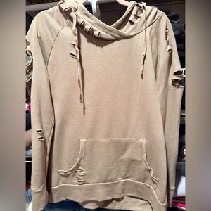 Chelsea DeBoer by Lily & Lottie distressed mocha hoodie